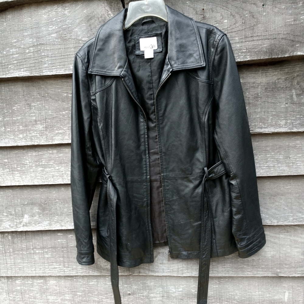 🌹Host Pick🌹Genuine Leather East 5th Womens Black Full Zip Jacket Coat L